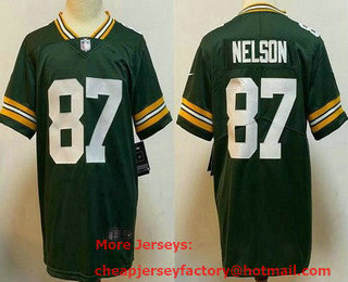 Youth Green Bay Packers #87 Jordy Nelson Limited Green Vapor Jersey