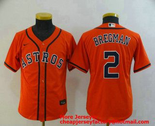 Youth Houston Astros #2 Alex Bregman Orange Stitched MLB Cool Base Nike Jersey