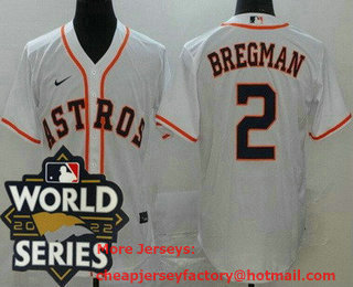 Youth Houston Astros #2 Alex Bregman White 2022 World Series Cool Base Jersey