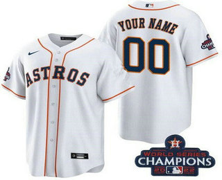 Youth Houston Astros Customized White 2022 World Series Champions Cool Base Jersey