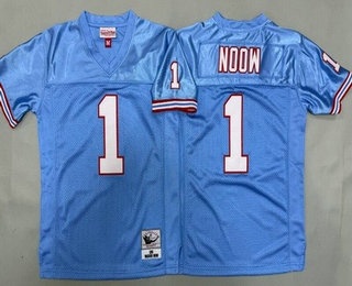 Youth Houston Oilers #1 Warren Moon Light Blue 1993 Throwback Jersey