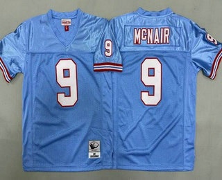 Youth Houston Oilers #9 Steve McNair Light Blue 1997 Throwback Jersey