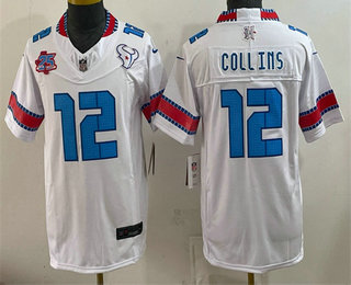 Youth Houston Texans #12 Nico Collins White 2026 25TH Patch FUSE Rivalries Collection Limited Jersey