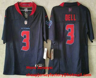 Youth Houston Texans #3 Tank Dell Limited Navy Alternate FUSE Vapor Jersey