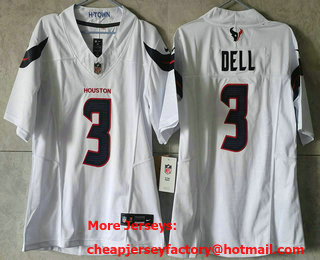 Youth Houston Texans #3 Tank Dell Limited White FUSE Vapor Jersey