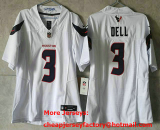 Youth Houston Texans #3 Tank Dell Limited White FUSE Vapor Jersey