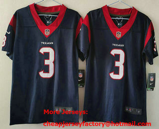 Youth Houston Texans #3 Tank Dell Navy Blue 2022 Vapor Stitched Nike Limited Jersey