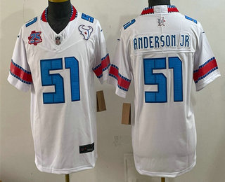 Youth Houston Texans #51 Will Anderson Jr White 2026 25TH Patch FUSE Rivalries Collection Limited Jersey