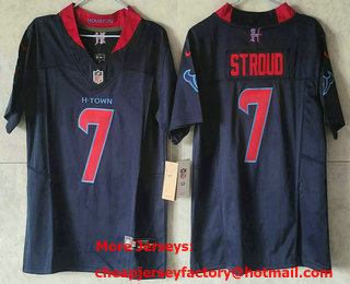 Youth Houston Texans #7 CJ Stroud Limited Navy Alternate 2024 FUSE Vapor Jersey