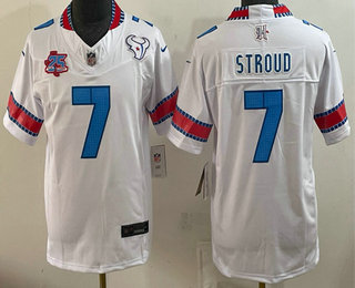 Youth Houston Texans #7 CJ Stroud White 2026 25TH Patch FUSE Rivalries Collection Limited Jersey