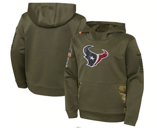 Youth Houston Texans 2022 Olive Salute to Service Therma Performance Pullover Hoodie