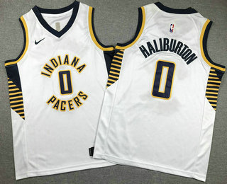 Youth Indiana Pacers #0 Tyrese Haliburton White Association Edition Stitched Jersey