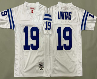 Youth Indianapolis Colts #19 Johnny Unitas White 1970 Throwback Jersey