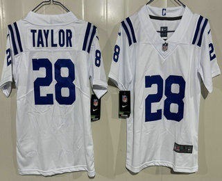 Youth Indianapolis Colts #28 Jonathan Taylor Limited White Vapor Jersey