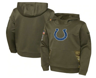 Youth Indianapolis Colts 2022 Olive Salute to Service Therma Performance Pullover Hoodie