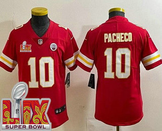 Youth Kansas City Chiefs #10 Isiah Pacheco Limited Red Super Bowl LIX Vapor Jersey