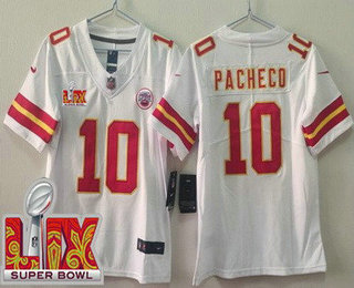 Youth Kansas City Chiefs #10 Isiah Pacheco Limited White Super Bowl LIX Vapor Jersey
