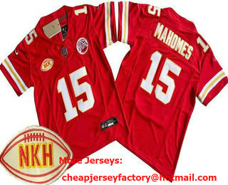 Youth Kansas City Chiefs #15 Patrick Mahomes Limited Red NKH FUSE Vapor Jersey