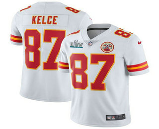 Youth Kansas City Chiefs #87 Travis Kelce White 2020 Super Bowl LIV Vapor Untouchable Stitched NFL Nike Limited Jersey