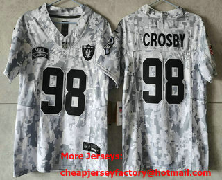 Youth Las Vegas Raiders #98 Maxx Crosby 2024 FUSE Arctic Camo Salute to Service Limited Stitched Jersey