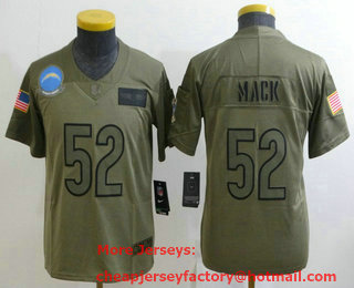 Youth Los Angeles Chargers #52 Khalil Mack Olive 2019 Salute To Service Stitched NFL Nike Limited Jersey