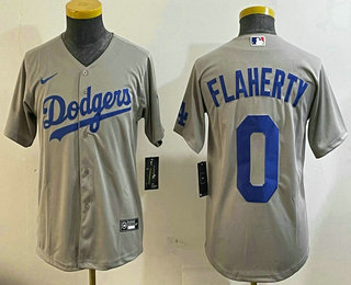 Youth Los Angeles Dodgers #0 Jack Flaherty Grey Cool Base Stitched Jersey