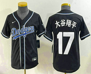 Youth Los Angeles Dodgers #17 Shohei Ohtani Black Japanese Fashion Baseball Jersey
