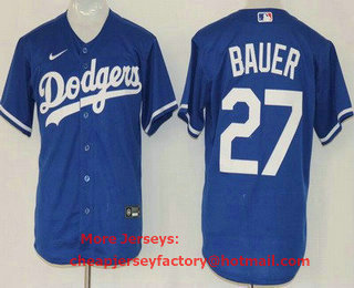 Youth Los Angeles Dodgers #27 Trevor Bauer Blue Cool Base Jersey