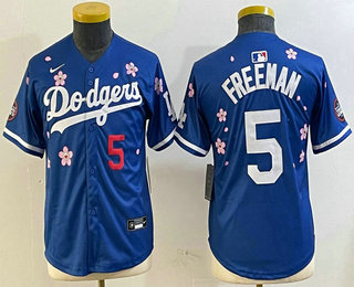 Youth Los Angeles Dodgers #5 Freddie Freeman Blue 2025 Tokyo Series Limited Jersey