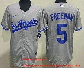 Youth Los Angeles Dodgers #5 Freddie Freeman Gray Road Cool Base Jersey