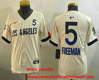 Youth Los Angeles Dodgers #5 Freddie Freeman Number Cream City Connect Limited Stitched Jersey