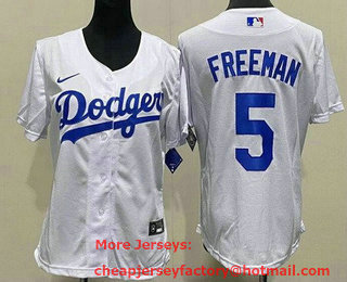 Youth Los Angeles Dodgers #5 Freddie Freeman White Cool Base Jersey