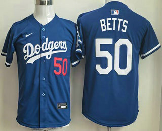 Youth Los Angeles Dodgers #50 Mookie Betts Blue Stitched Limited Jersey