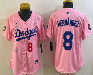 Youth Los Angeles Dodgers #8 Enrique Hernandez Pink 2025 Tokyo Series Limited Jersey