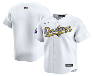 Youth Los Angeles Dodgers Blank White 2025 Gold Collection Limited Stitched Jersey