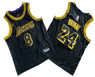 Youth Los Angeles Lakers #8 #24 Kobe Bryant Black City Icon Swingman Jersey