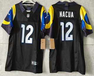 Youth Los Angeles Rams #12 Puka Nacua Limited Navy Rivalries FUSE Vapor Jersey