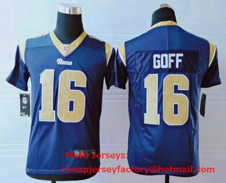 Youth Los Angeles Rams #16 Jared Goff Navy Blue 2017 Vapor Untouchable Stitched NFL Nike Limited Jersey