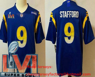 Youth Los Angeles Rams #9 Matthew Stafford Blue 2022 Super Bowl LVI Vapor Untouchable Stitched Limited Jersey