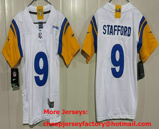 Youth Los Angeles Rams #9 Matthew Stafford Limited White Vapor Jersey