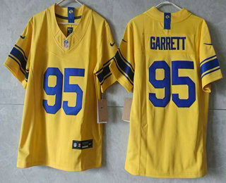 Youth Los Angeles Rams #95 Myles Garrett Limited Yellow FUSE 2026 Classic Vapor Jersey