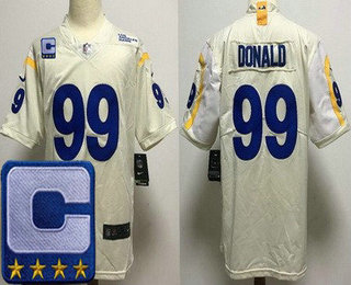Youth Los Angeles Rams #99 Aaron Donald Limited Bone C Patch Vapor Jersey