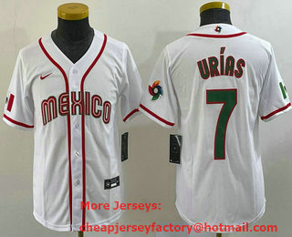 Youth Mexico Baseball #7 Julio Urias 2023 White World Baseball Classic Stitched Jersey 14