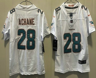 Youth Miami Dolphins #28 DeVon Achane White Vapor Limited Stitched Jersey