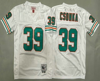Youth Miami Dolphins #39 Larry Csonka White Throwback Jersey