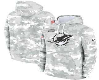 Youth Miami Dolphins Arctic Camo 2024 Salute to Service Club Fleece Pullover Hoodie