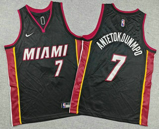 Youth Miami Heat #7 Giannis Antetokounmpo Black Icon Swingman Jersey