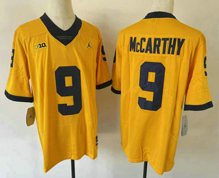 Youth Michigan Wolverines #9 JJ Mccarthy Yellow Jordan 2022 Vapor Untouchable Stitched Jersey