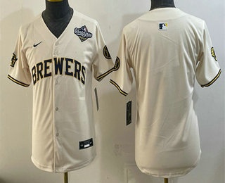 Youth Milwaukee Brewers Blank Cream 2026 World Series Limited Stitched Jersey