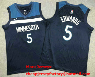 Youth Minnesota Timberwolves #5 Anthony Edwards Navy Icon Swingman Jersey